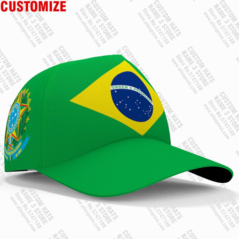 Brazil Baseball Cap Free 3D Custom Made Name Number Team Logo Br Diy Hat Bra Country Travel Portugal Nation Brasil Flag Headgear Adjustable