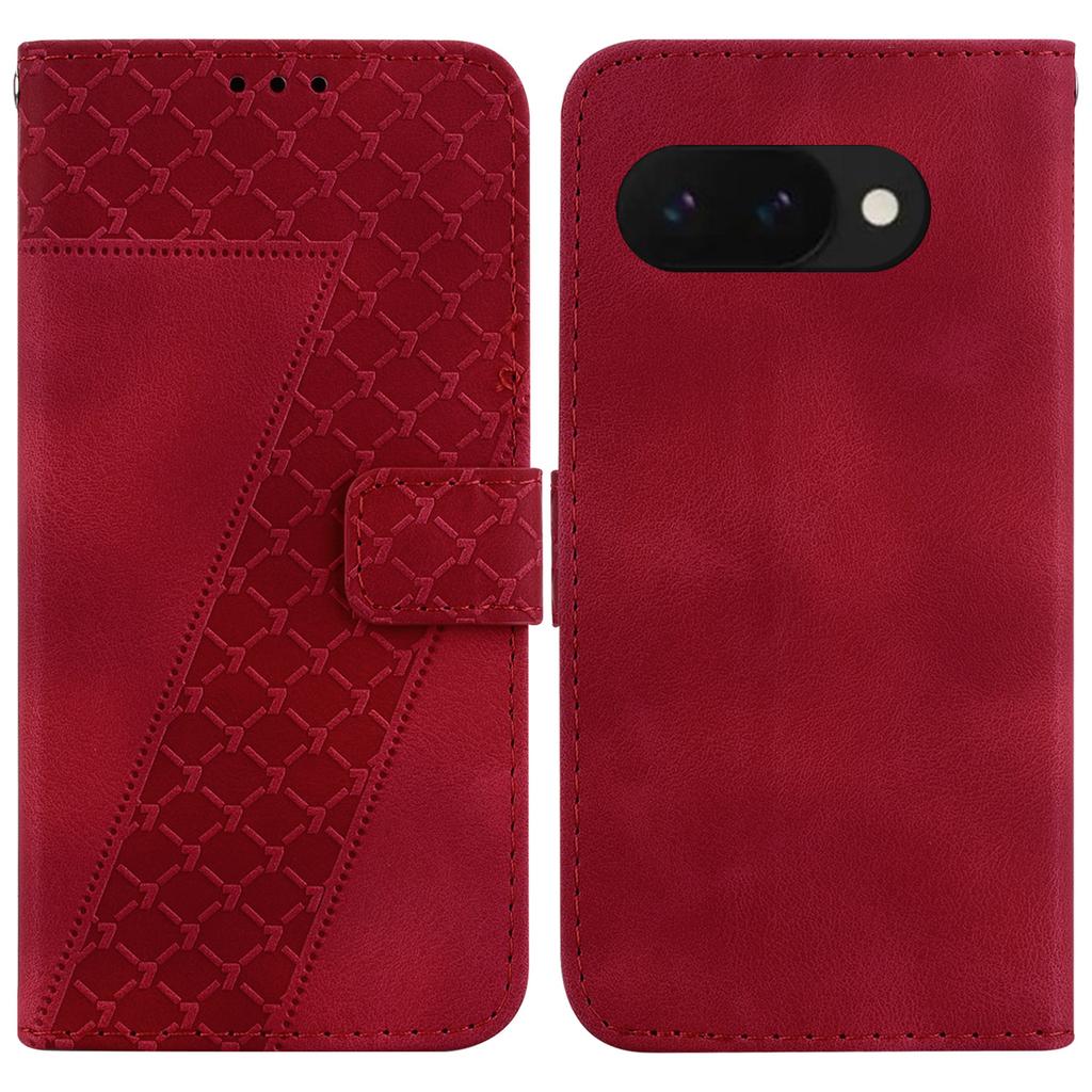 For Google Pixel 9a Stand Case 7-Shaped Pattern Imprint Leather Phone Cover