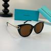 Tiffany & Co Womens Luxury Cat Eye Sunglasses Black Frame with Gold Link