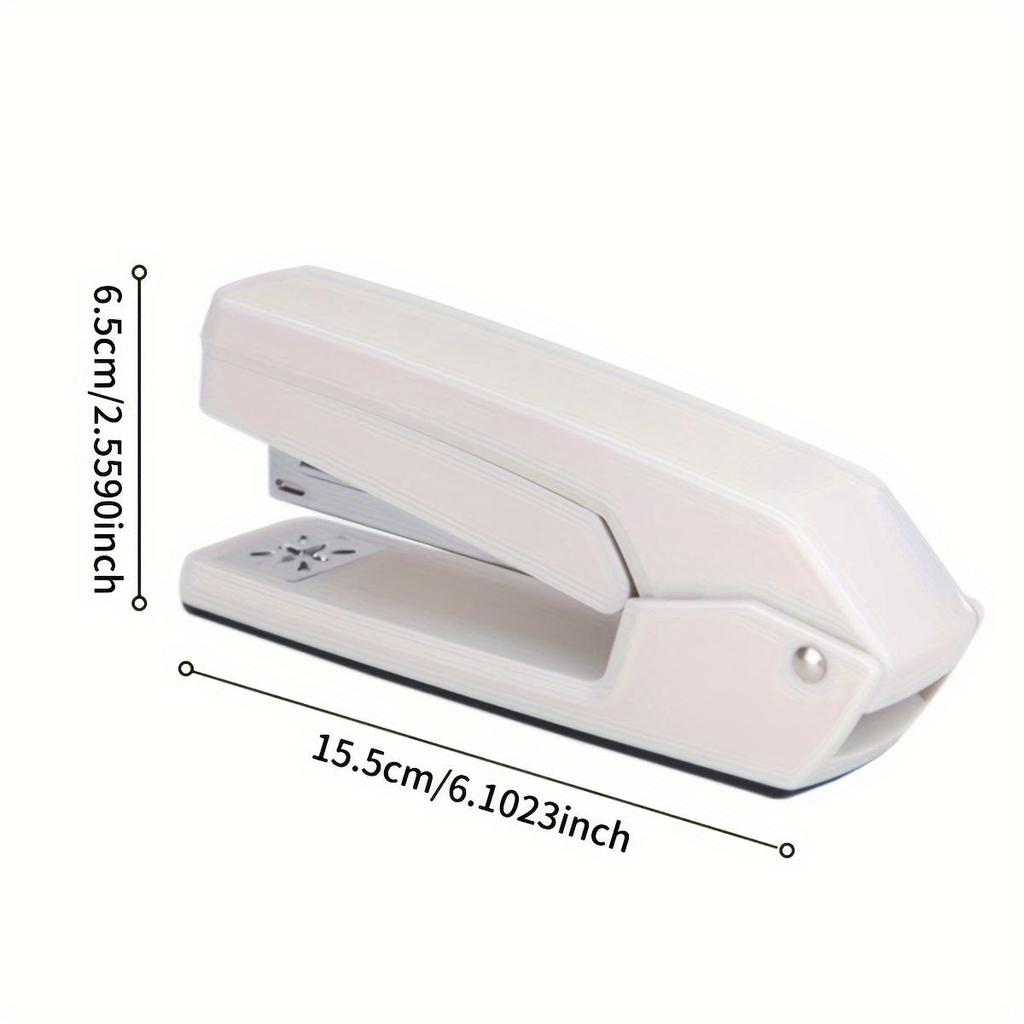 1pc Multi-functional 360-degree Rotating Labor-saving Stapler White Business Office Supplies - Can Bind 25 Sheets Of Paper At A Time