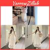 Elegant Summer Polyester Lace Midi Dress For Women With Waistcinching Design