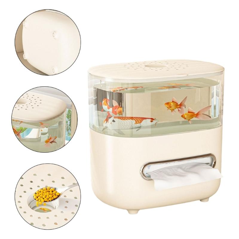 Dispensator de șervețele inovator în stil acvariu, cu capac detașabil pentru decorare cu plante sau pești, întreținere fără efort, accesoriu pentru decorarea casei și biroului