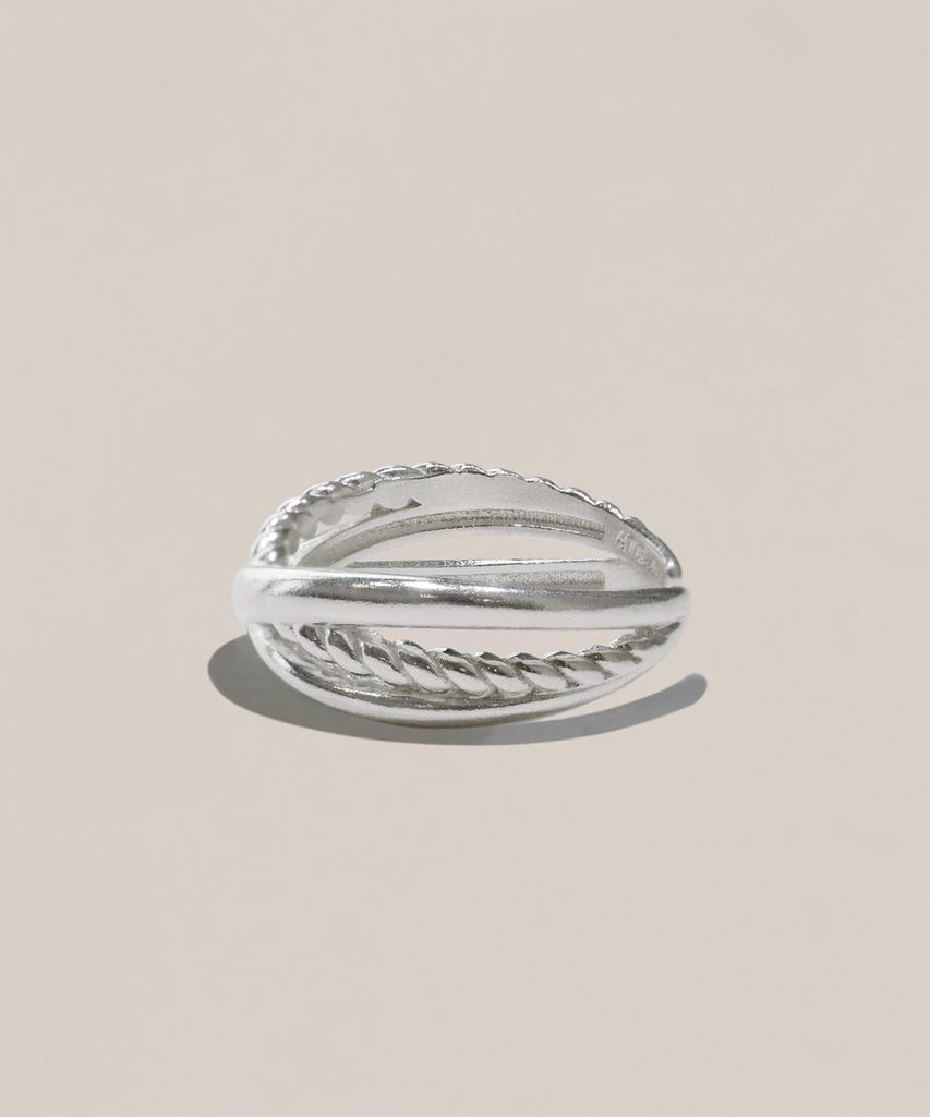 47Bag 925 Silver Triple Twist Open Ring Jeva