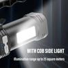 2 IN 1 Ultra Bright Portable LED Flashlight High-power Rechargeable Spotlight with COB Side Lights Supporting Telescopic Zoom
