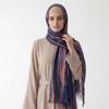 Retro Gradient Pleated Stripe Cotton Headscarf - Women's Large Ethnic Wrap