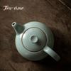 130ml Boutique Ru Kiln Ceramic Teapot Azure Porcelain Open Piece Can Raise Single Pot Retro Kung Fu Tea Hand-held Pot Gift Box