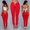Damen Mid-Rise Tunnelzug Skinny Hosen Schmal Geschnittene Bleistifthosen Streetwear Lässige Lange Hosen