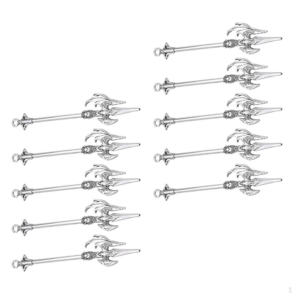 10 Pieces Tibetan Silver Alloy Spear Cosplay Scense Props Set Costume Accessory DIY Jewelry Making