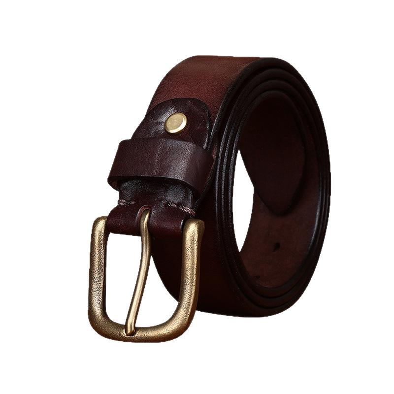 New Water-Dyed Retro Handmade Belt Men'S Genuine Leather Pin Buckle First Layer Cowhide Youth Casual Jeans Belt Men'S