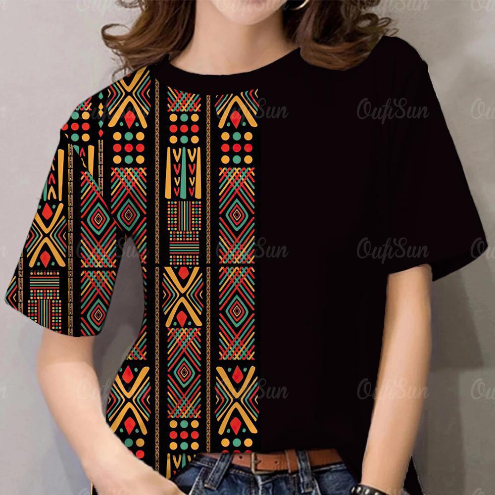 

Women s Retro Bohemian Style Casual Short Sleeve T-shirt - Daily Wear XS