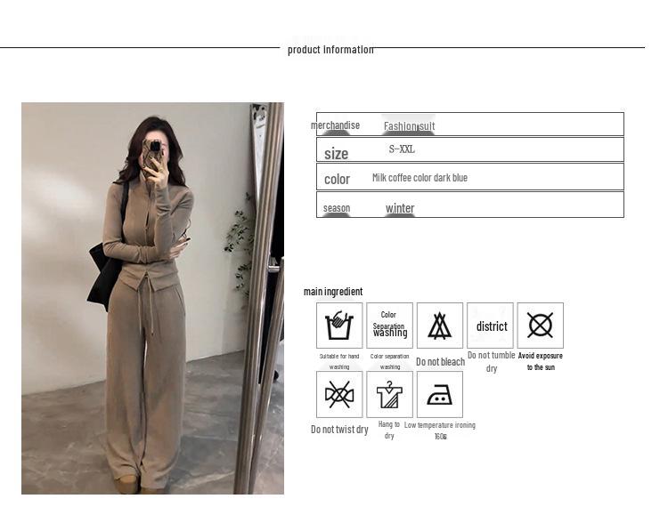 Korean Style Slimming Hoodie & Wide Leg Pants Sports Two-Piece Set for Women - 2026 Collection