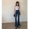 Jeans women's Hong Kong style retro high waist summer new small thin versatile micro flared pants trousers