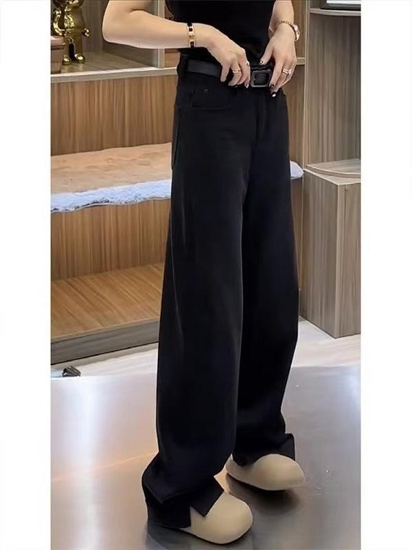 Women's Retro Blue High-Waisted Wide-Leg Jeans: Plus Size, Slimming, Versatile Straight-Leg, Autumn Style