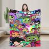 Teen Titans Go Beast Boy Decke Flugzeug Reise Flanell Bettwäsche Überwürfe für Couch Sessel Sofa Bett Super Weiche Tagesdecke Geschenkidee