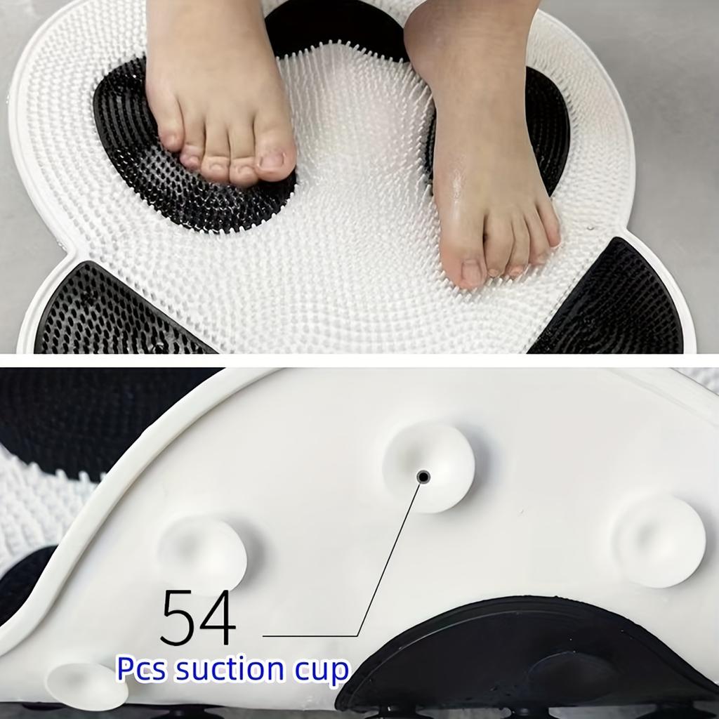 Panda Themed Silicone Massage Mat for Shower Non Slip, Exfoliating Bath Pad with Suction Cups,  Perfect for Back Scrubbing