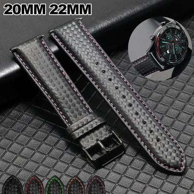 Cinturino per Orologio in Pelle Fibra di Carbonio Nera a Rilascio Rapido 20mm 22mm per Galaxy Watch 7 6 5 4 40mm 44mm Gear S3 Cinturino di Ricambio