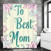 Happy Mother's Day Flower Best Mom Text Shower Curtain, Bathroom Decorative Shower Curtain, Waterproof Shower Curtain with Hooks