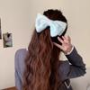Cream gradual change color plush bow hairpin sweet and cute back head half tied spring clip hairpin simple hair accessories