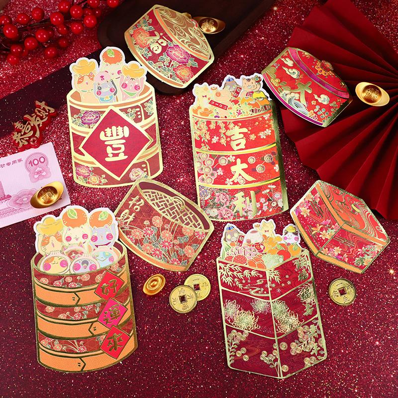 Chinese New Year 2026 Red Envelopes Spring Festival Party Favors Horse Year Red Pockets Red Paper Bag for Money Gifts Wedding