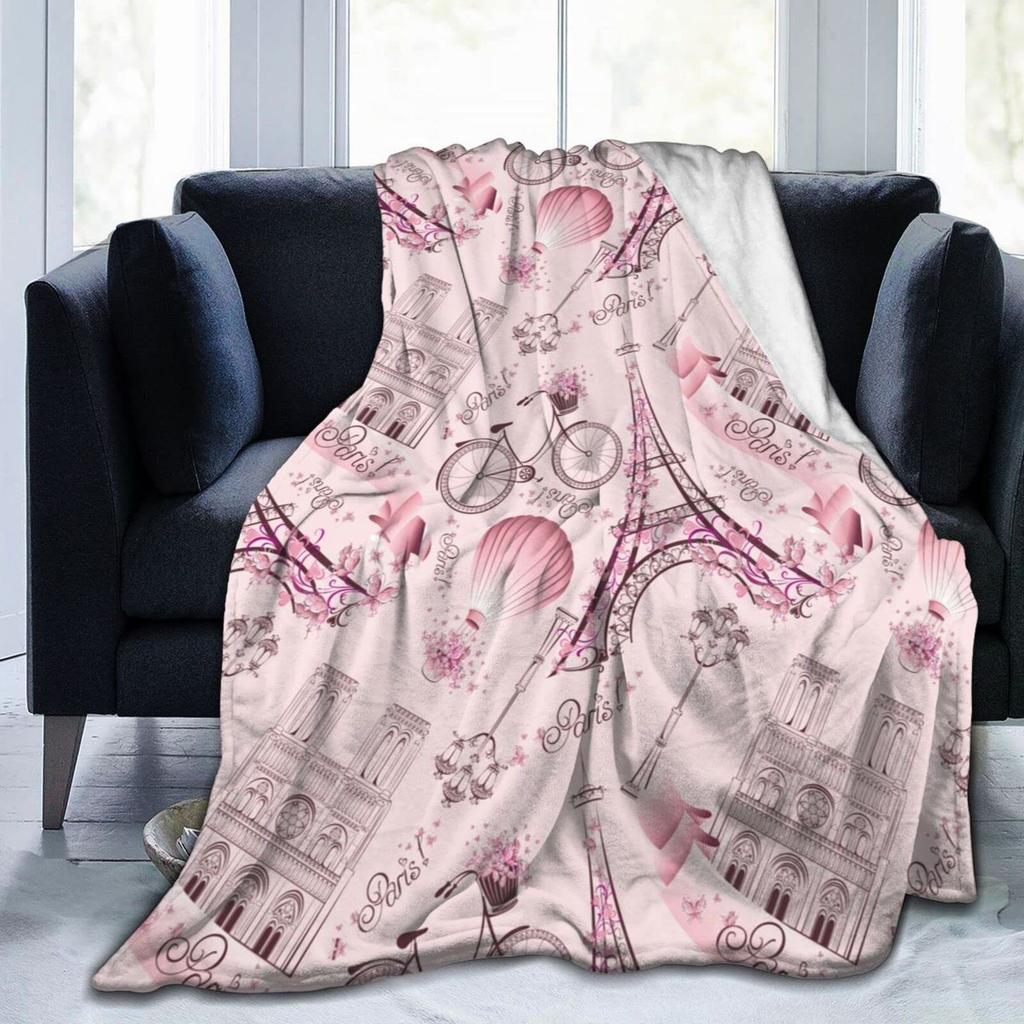 Eiffel Tower in Paris Printed Blanket for Sofa Bed Travel Camping Living Room Office Conditioning Blanket for All Seasons Gifts