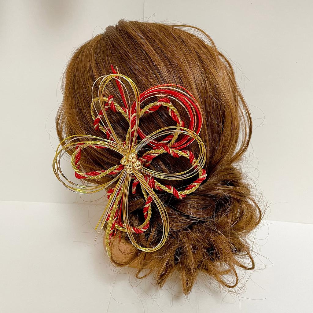 Mizuhiki Hair Red for and Bridal Perfect for and Ornament, Gold, Kumihimo, Coming-of-Age Ceremonies, Graduations, Weddings, Wear. Kimono, Hakama,