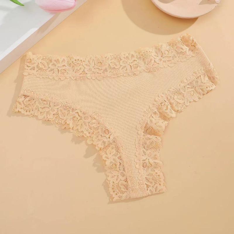 

Сексуальные кружевные трусики с цветочным принтом для женщин, однотонные трусы с низкой талией из чистого хлопка, дышащее мягкое нижнее белье, удобное женское нижнее белье S-XL XL телесный