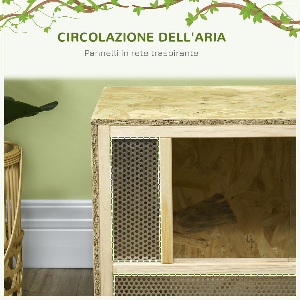 Wooden Reptile Terrarium with Sliding Glass Doors and Mesh Panels, 40x80x40 cm