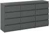 Chest of Drawers 12 Drawers Cabinet “HIT” 84 Matte Gray/Matte Gray