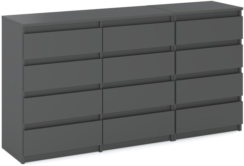 Chest of Drawers 12 Drawers Cabinet “HIT” 84 Matte Gray/Matte Gray