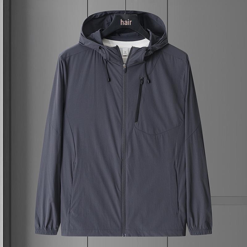 Herren Kapuzen-Sonnenschutzjacke - Ultraleicht, Atmungsaktiv, Winddicht, Schnelltrocknend, Lockere Passform, Kühlend, UV-Schutz.