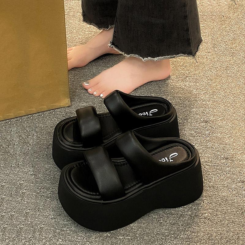 Elevated Thi Heel Slippers Women's Summer Outdoor Faion 2025 New Internet Celebri Beach Casual Extremely ular Sandals