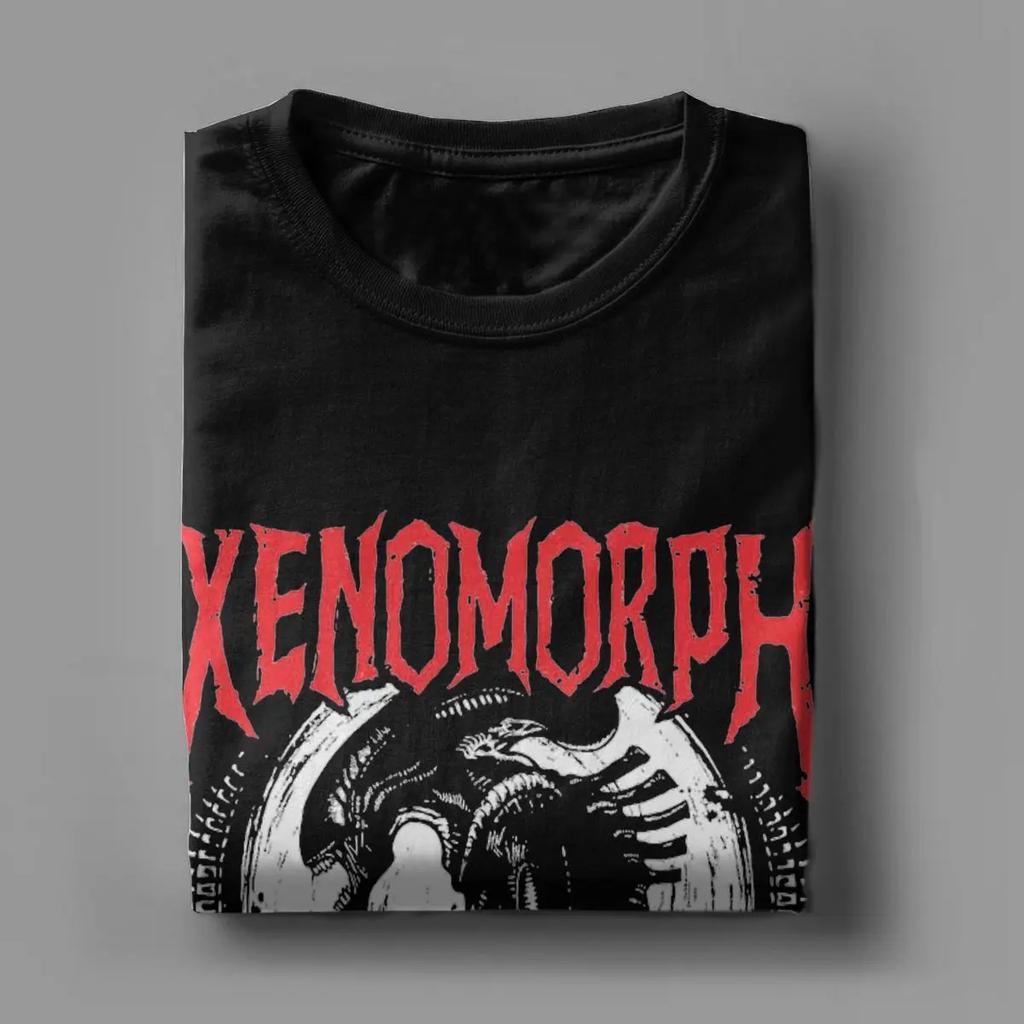 Herren T-Shirt Death Metal Xenomorph Alien Film Fantastisch 100% Baumwolle T-Shirt Kurzarm T-Shirt Rundhals Kleidung Sommer