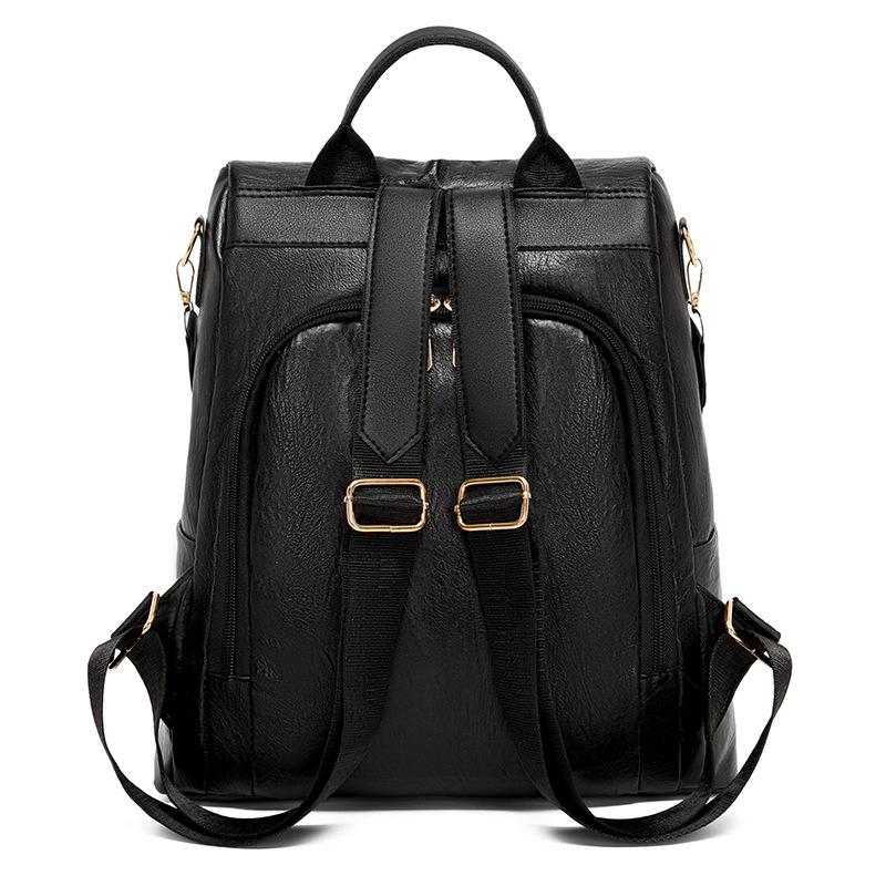 Schoolbag soft leather anti-theft backpack new fashion commuter school bag women's large capacity leisure travel backpack