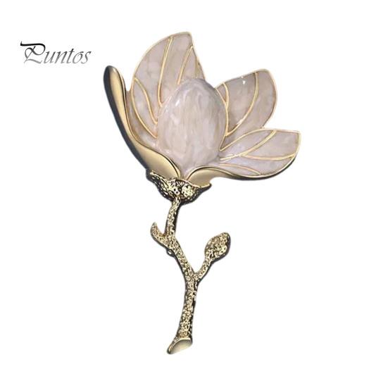 

Брошь «Цветок магнолии» для женщин, эмалированный сплав, цветок, булавка на лацкан для курток, платьев, пальто, шляп, аксессуаров белый