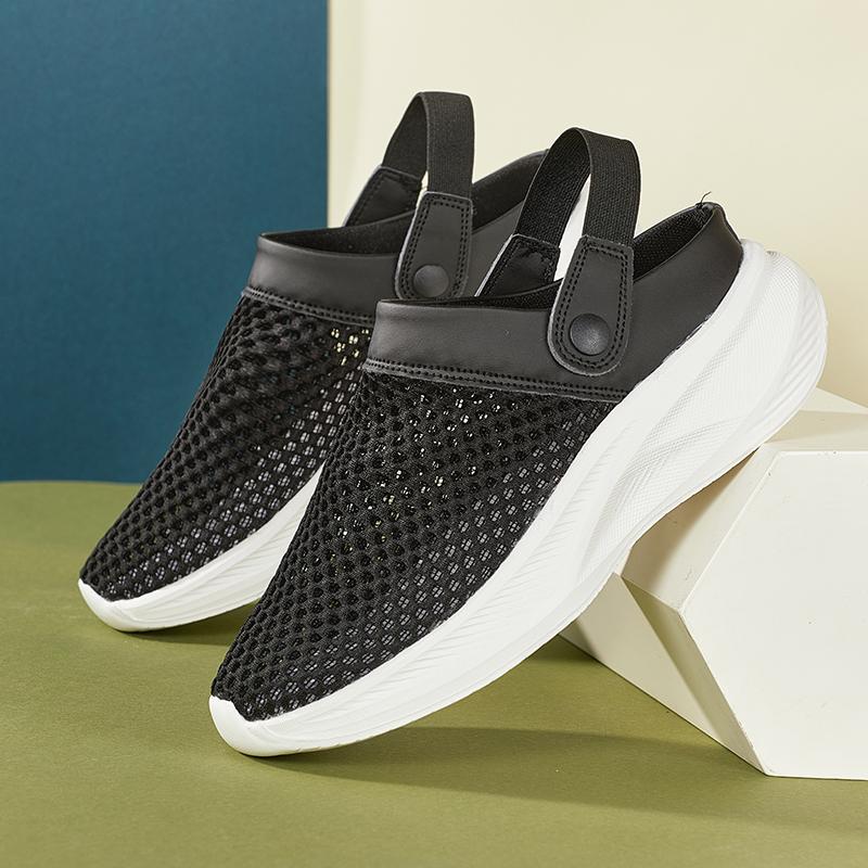 Fashion New Men's Air Mesh Breathable Half Slippers Driving Shoes Casual Mules Moccasins Breathable Loafers Zapatos Hombre