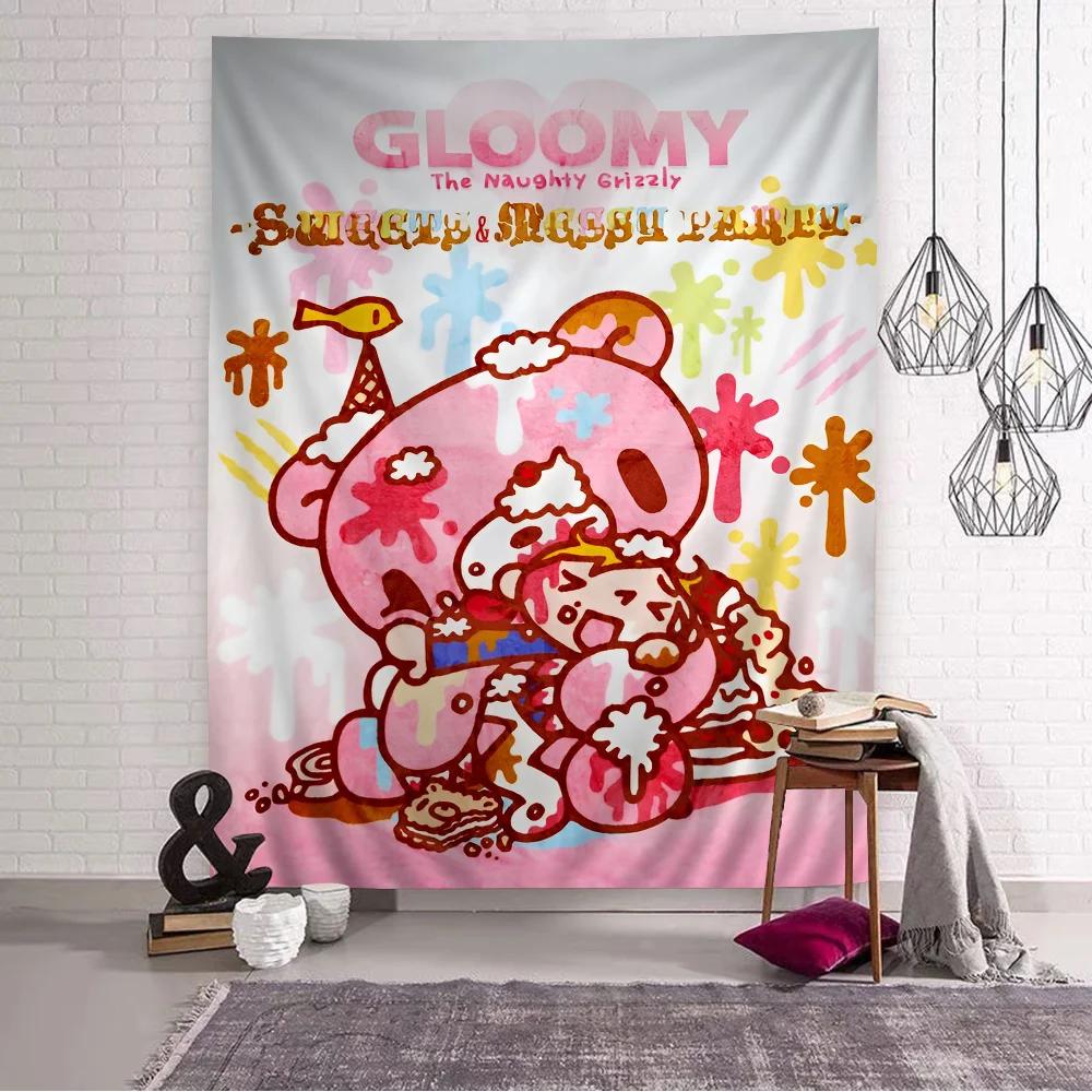 Cartoon GGloomy Bear Anime Tapestry Art Science Fiction Room Home Decor Wall Art Decor
