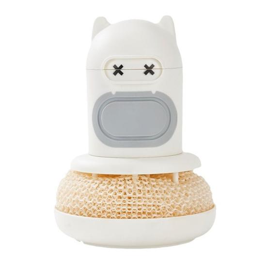 

Cleaning Brush with Integrated Scrubber Powerful Decontamination Comfortable Handle Replaceable Brush Head Cleaning Scrubber Easy Dishwashing Tool білий