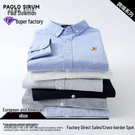 Men's Non-Iron Long-Sleeve Striped Cotton Shirt - Professional and Casual in White