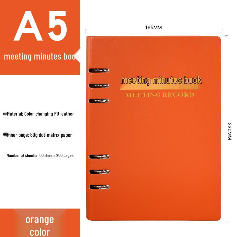 A5 Loose-Leaf Business Meeting Notebook with Thick Leather Cover and Pen Holder