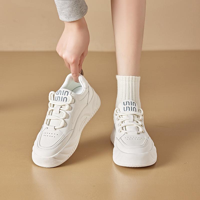Spring new leather little white shoes women's thick-soled versatile soft-soled casual shoes muffin thick-soled small-size casual shoes