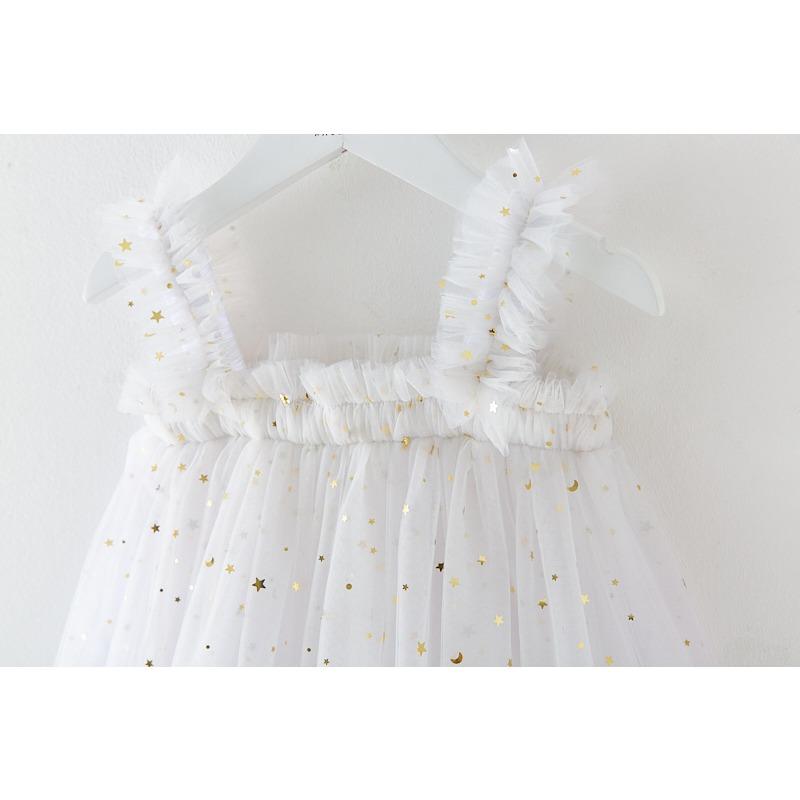 New Christmas Dress Stars Moon Strapless Dress Princess Mesh Shaggy Dress Children's Halter Dress Holiday Dress