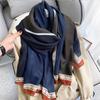 Splicing Ins Romantic Su Print Winter Color Matching Cotton And Linen Scarf Women'S Thin Shawl Beach Scarf