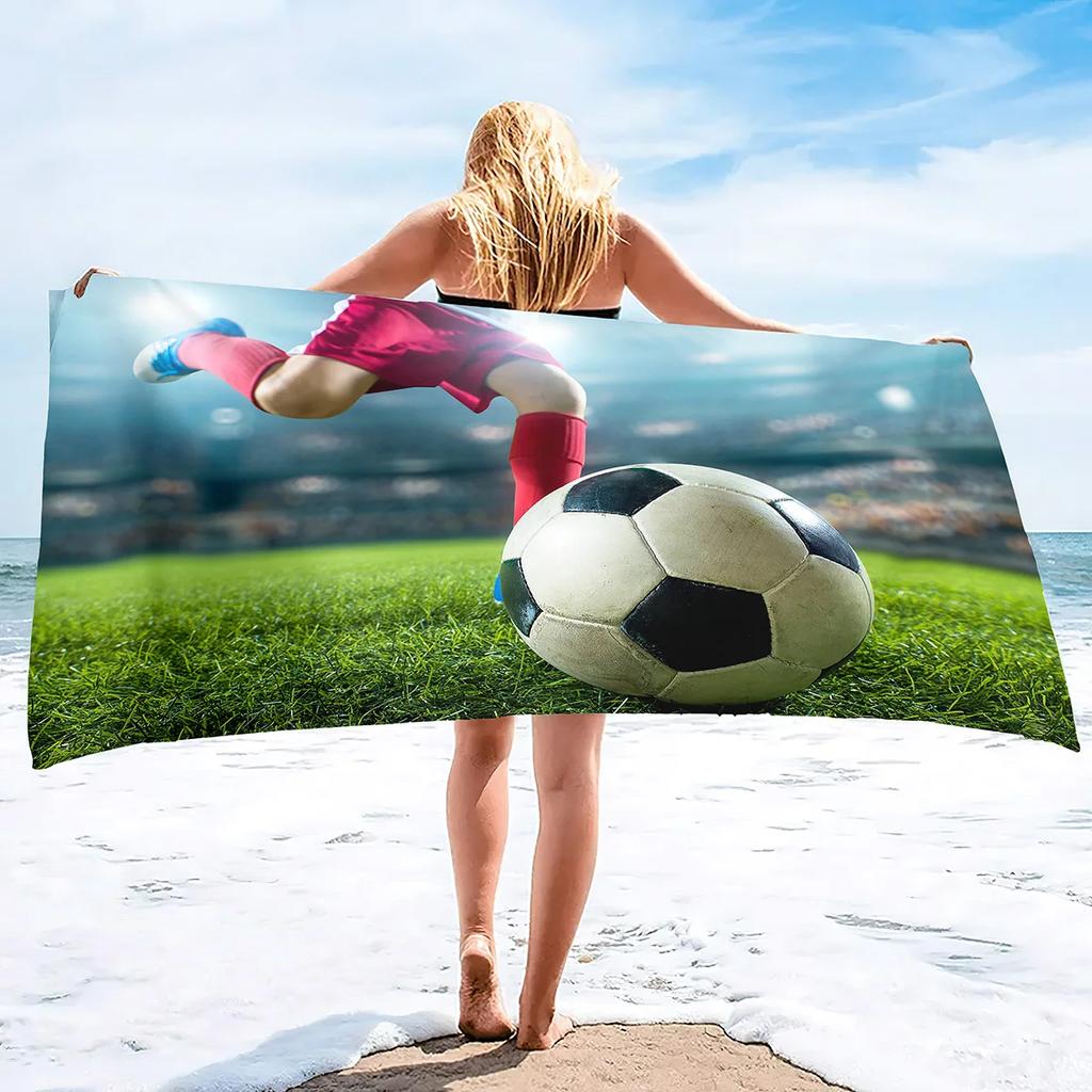 Soccer Beach Towel,Beach Towels for Men Boys,Football Towel Boys Sport Towel, Personalized   Pool Beach,Towel  Teen