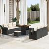 9-piece Garden Sofa Set with Black Cushions In Synthetic Rattan, Garden Dining Set 3 3363645