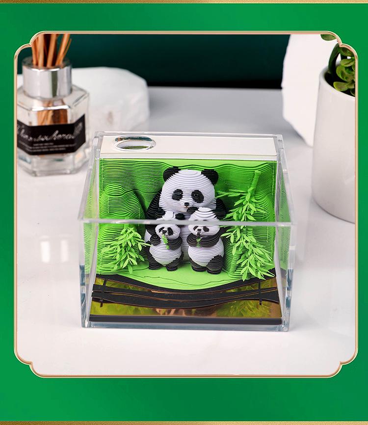 3D Panda Stereo Sticky Notes & Creative Calendar Sculpture Gift