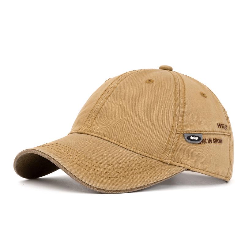 Erkek Pamuklu Düz Renk Kavisli Siperli Beyzbol Şapkası - İlkbahar ve Yaz İçin Dış Mekan/Güneş Şapkası