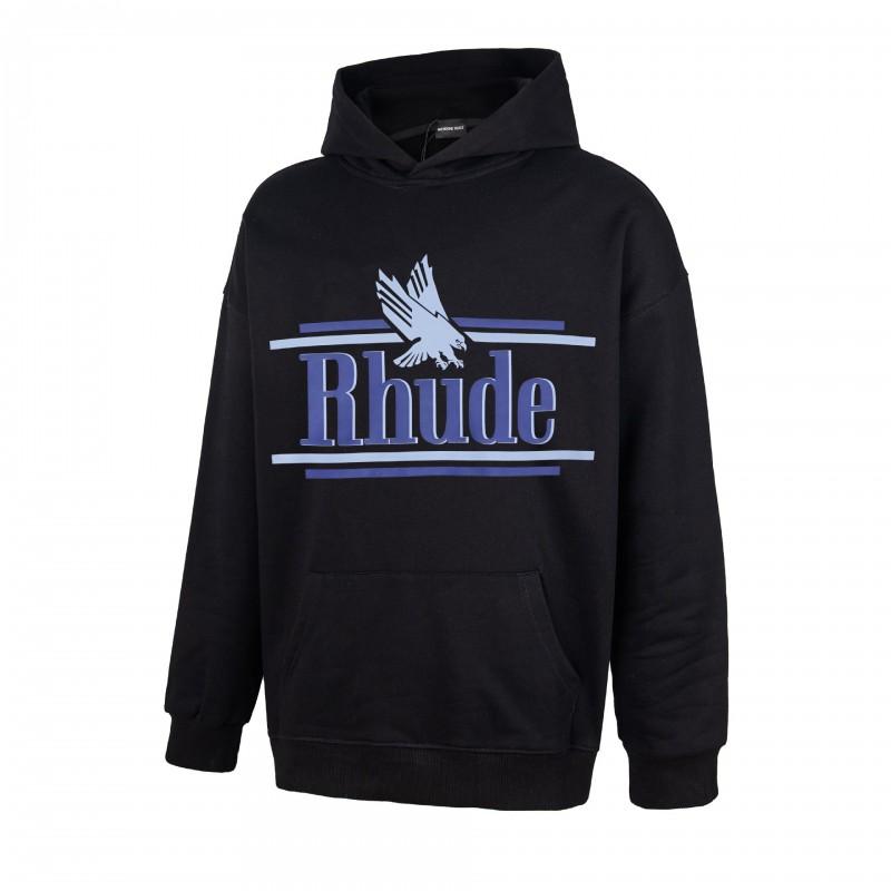 26SS Rhude High Street Cotton Hoodie Geometric Letter Print Mens Sweatshirt