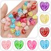 60Pcs Acrylic Embossed Printing Love Beads For DIY Necklace Bracelet Earrings Jewelry Making Craft Accessories