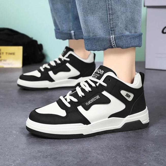 Fashion Trendy Men's Sneakers Platform Leather Shoes 2024 Winter Designer High Top Boots for Men New Cotton Skateboard Shoes Zapatillas