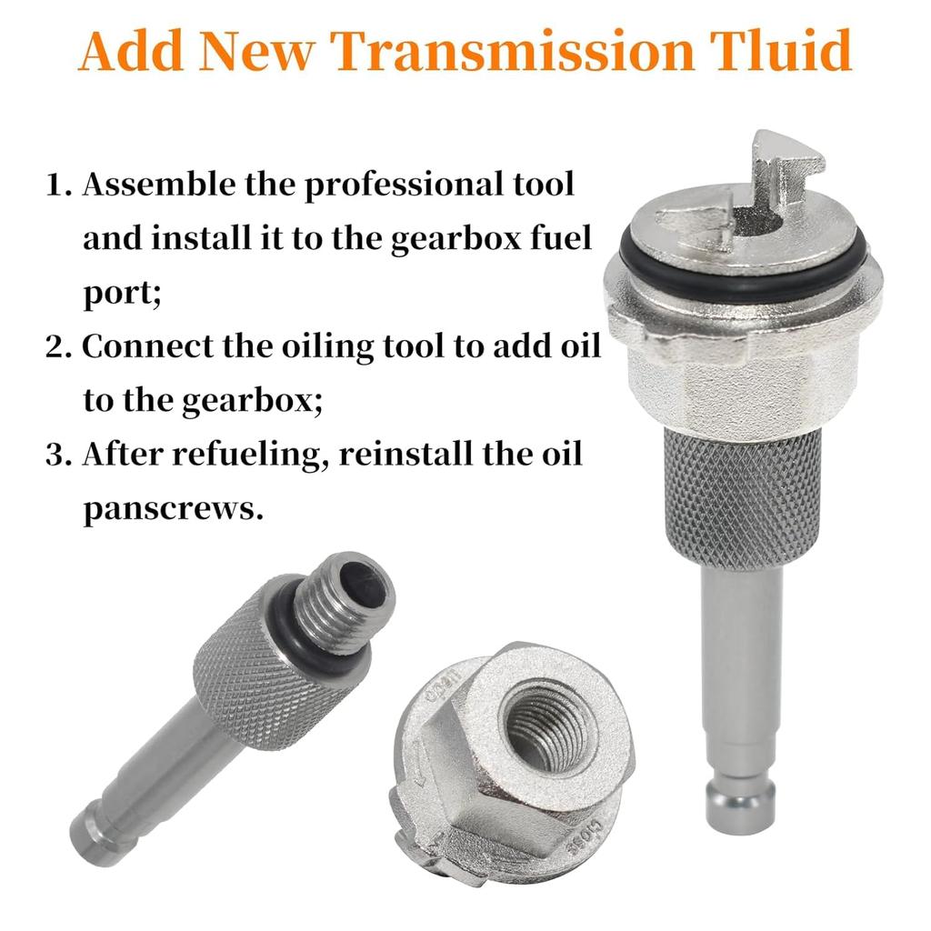 7PCS Metal Transmission Oil Change Filling Tool, Compatible With Mercedes Benz 725.0 8-Speed 9-Speed Transmission, With 9-Speed Hybrid Fuel Filler